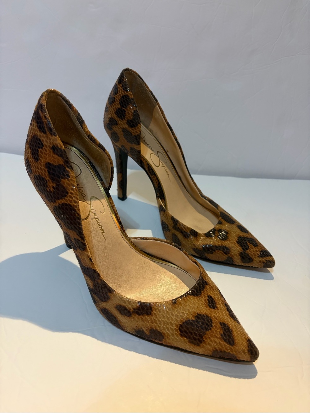 Jessica Simpson Leopard Print Pointed Toe Heels - Brown & Black